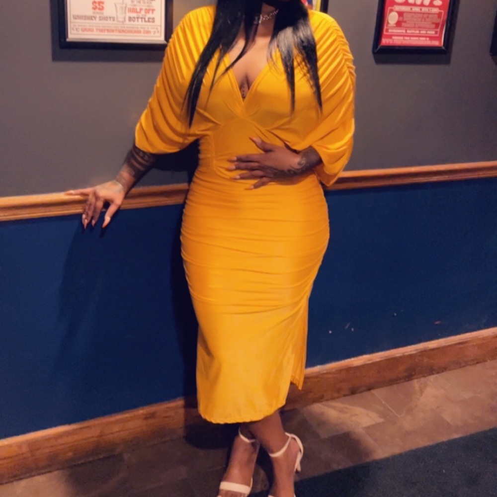 Gold midi dress